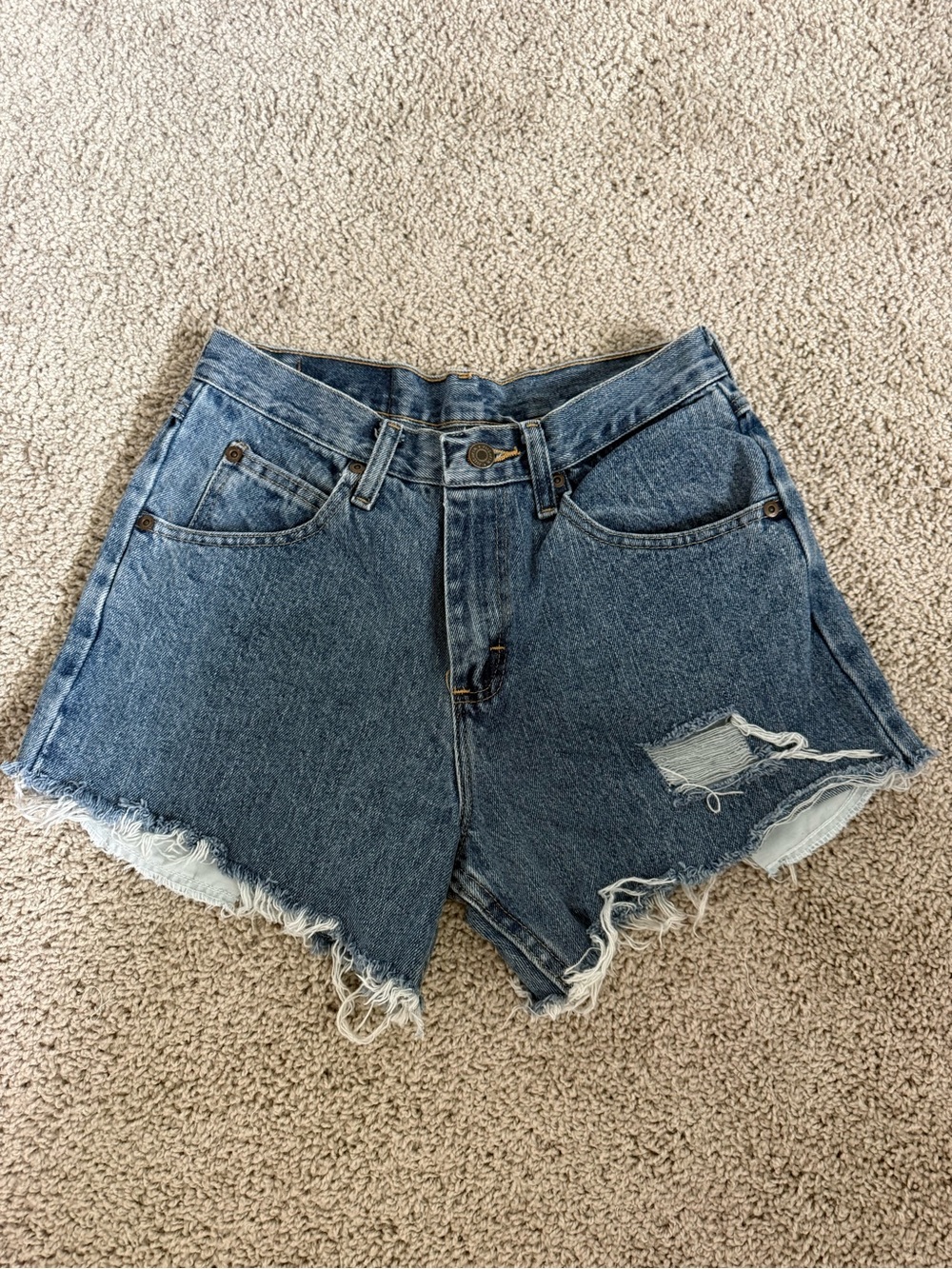 Wrangler Distressed Denim Jean Shorts - Blue